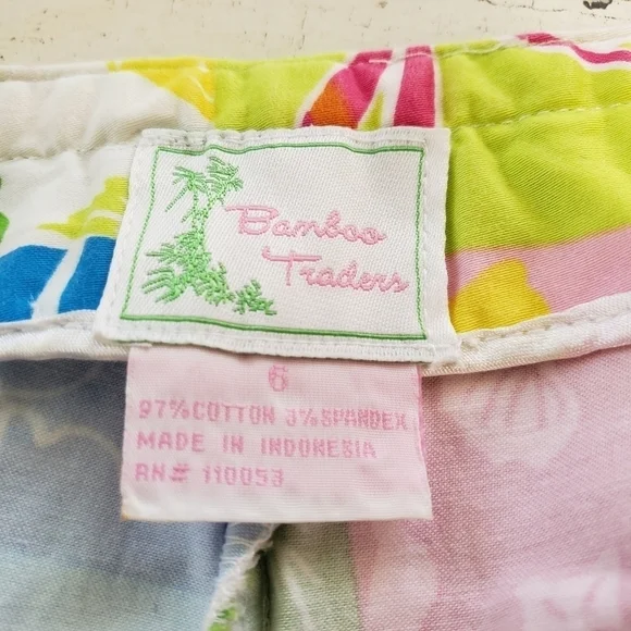 Bamboo Traders Capris Cropped Pants Flamingos Turtles Size 6 - Picture 7 of 7